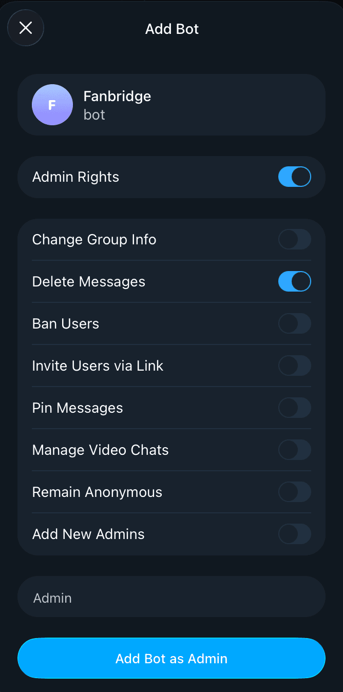 Add the Fanbridge bot